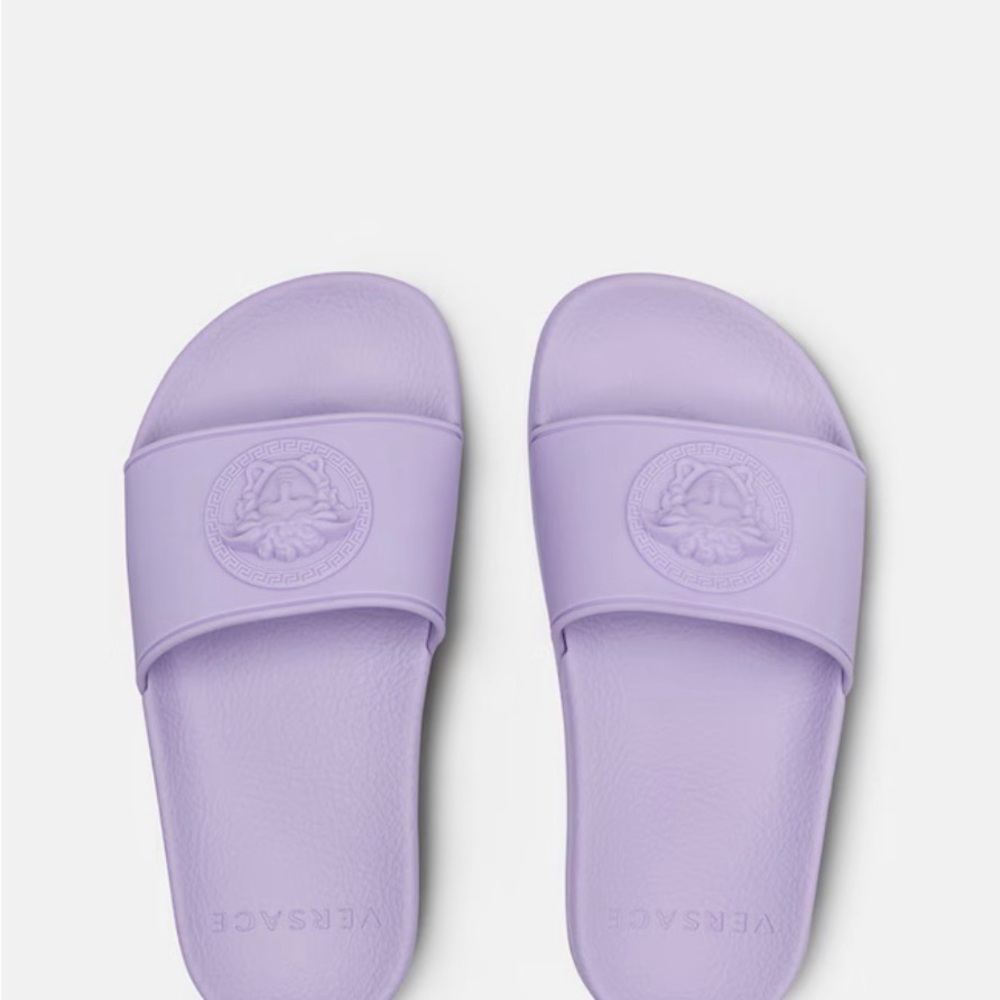 Versace Light Purple Medusa Sliders Sandals